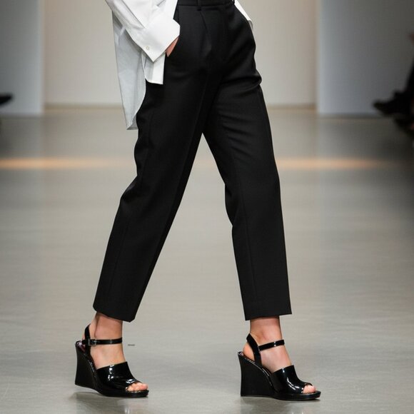 Zara Glossy Black Women's Wedge Sandal - Picture 2 of 8